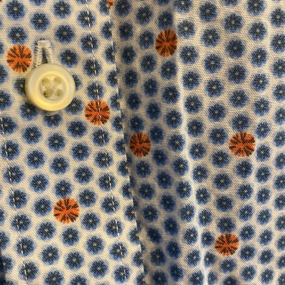 Thomas Dean casual‎ short sleeve button up blue and orange print size XXL - Picture 3 of 6